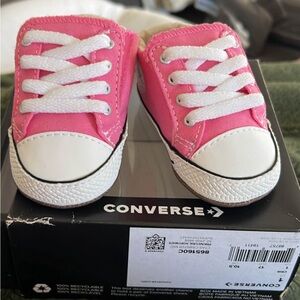 Converse Kids Pink Canvas Low-Top Sneakers with White Accents